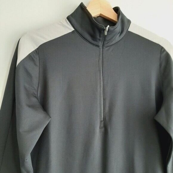 ANTIGUA Pullover Long Sleeve Top Half-zip Black & Gray Sz M - Picture 3 of 6